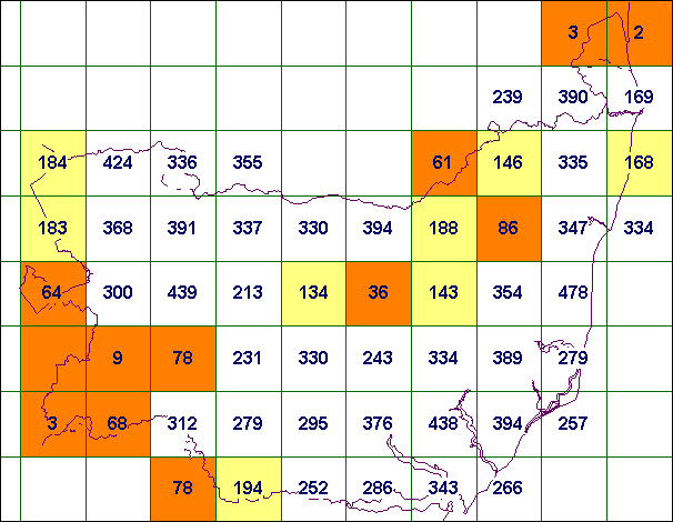Macro-moth species count per ten km