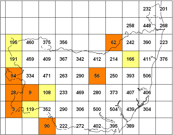 Macro-moth Species Count per Ten km at 2005